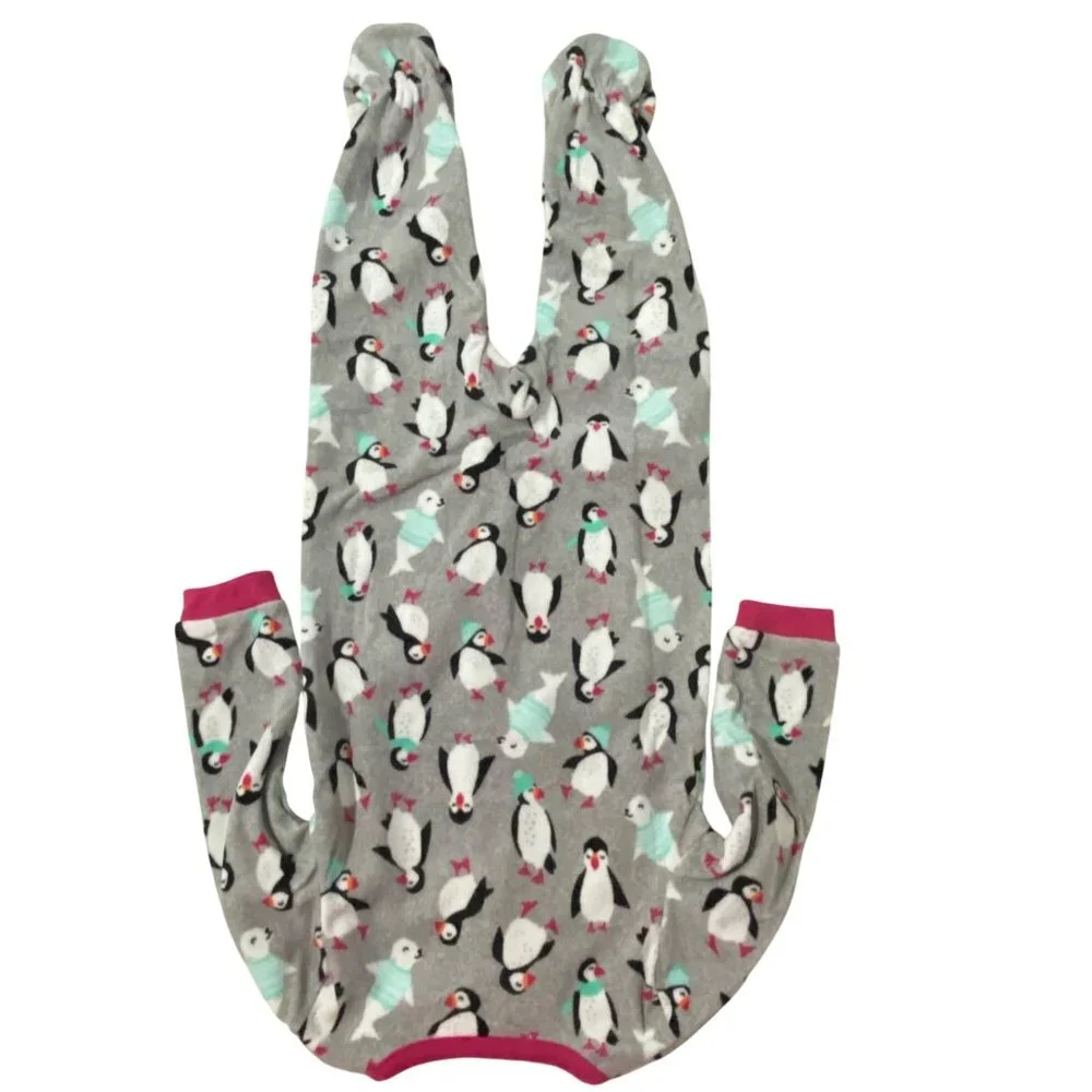 Carter's Fleece Footie Pajamas Girls 2T Gray‎ Novelty Penguin Seal Warm Fuzzy